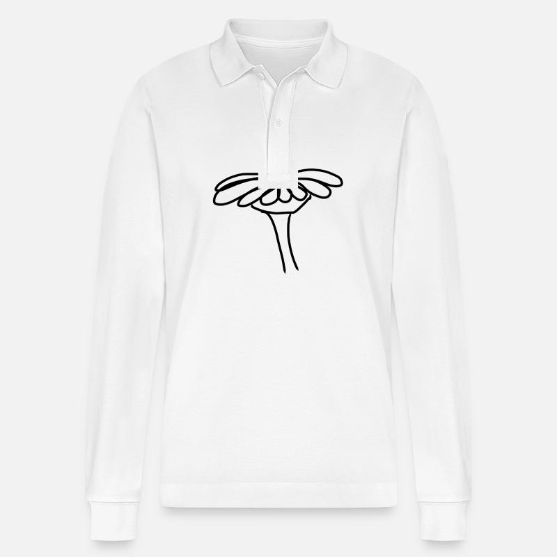 Blume Symbol Seite - Stanley/Stella Unisex Bio-Langarm-Poloshirt Prepster - Weiß