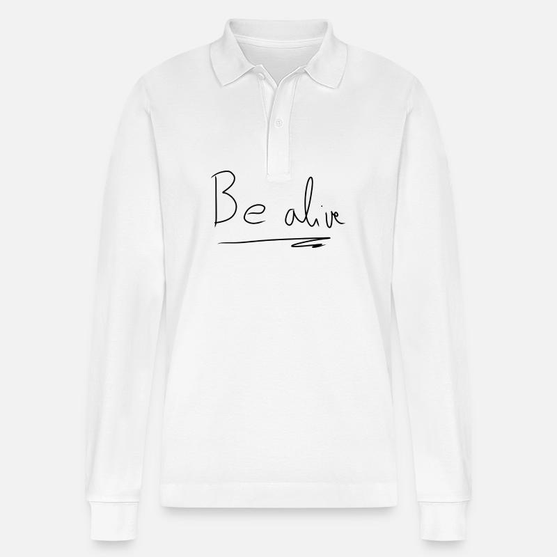 Sei lebendig text - Stanley/Stella Unisex Bio-Langarm-Poloshirt Prepster - Weiß