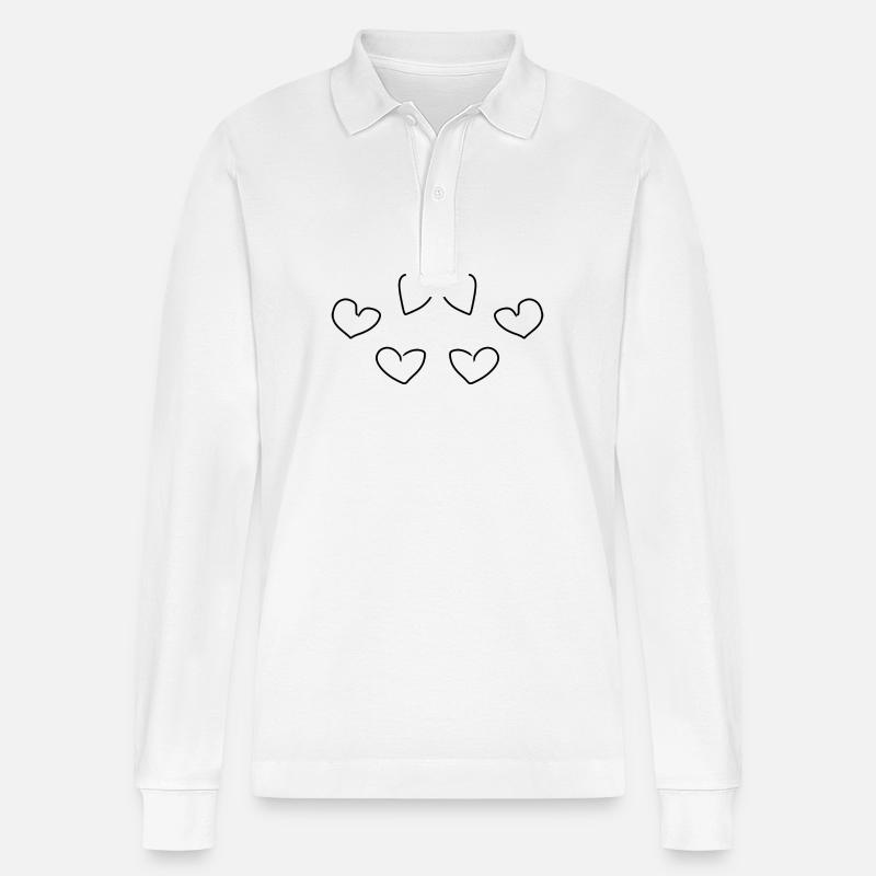 Motif coeur coeur - Polo à manches longues bio PREPSTER Stanley/Stella Unisexe - blanc
