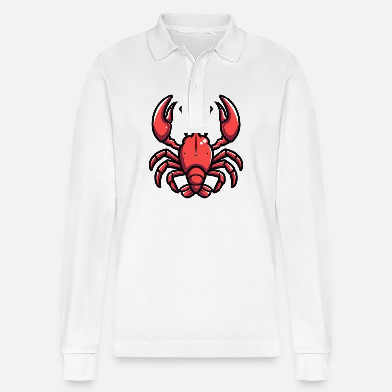 Hummer Krebs Comic Krone - Stanley/Stella Unisex Bio-Langarm-Poloshirt Prepster - Weiß