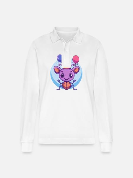 Ant Birthday Comic - Stanley/Stella Organic Unisex Long-Sleeved Polo Shirt Prepster - white
