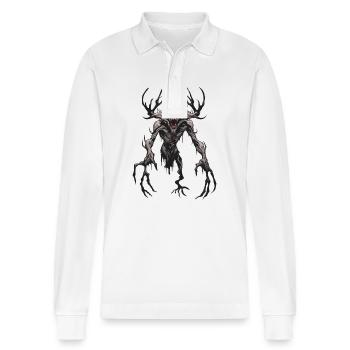 Wendigo / maléfique / Possessif / Horreur - Polo à manches longues bio PREPSTER Stanley/Stella Unisexe - blanc - Devant - Anna (173cm) & Nico (186cm)