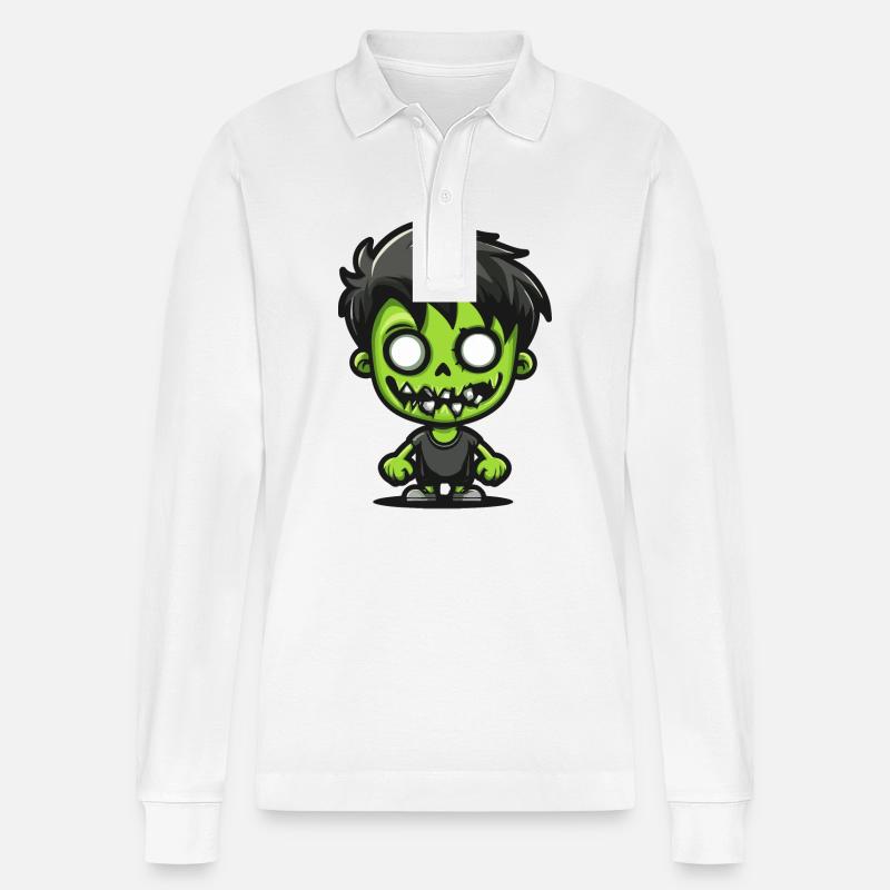 Zombie Halloween Comic - Stanley/Stella Unisex Bio-Langarm-Poloshirt Prepster - Weiß