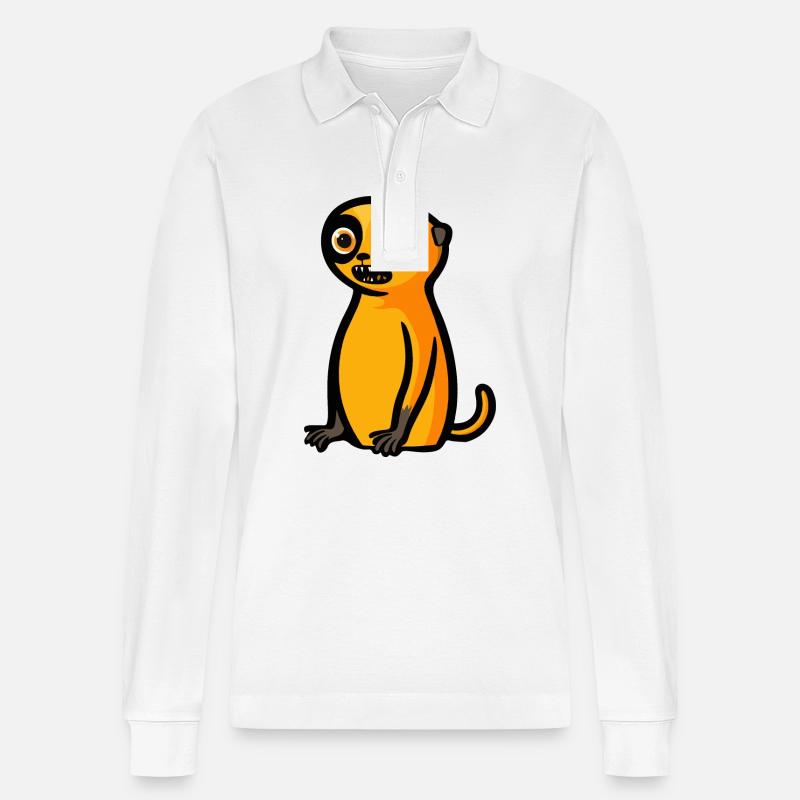 Erdmännchen Halloween Comic Lustig - Stanley/Stella Unisex Bio-Langarm-Poloshirt Prepster - Weiß