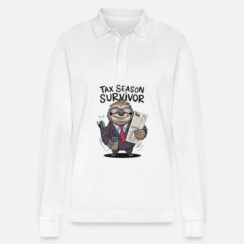 Steuersaison Überlebender - Stanley/Stella Unisex Bio-Langarm-Poloshirt Prepster - Weiß