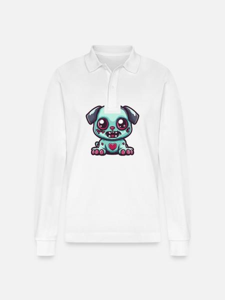 Dog Halloween Zombie Baby - Stanley/Stella Organic Unisex Long-Sleeved Polo Shirt Prepster - white