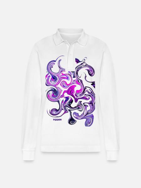 "Krake32" by Acryl Galerie & Design - Stanley/Stella Organic Unisex Long-Sleeved Polo Shirt Prepster - white