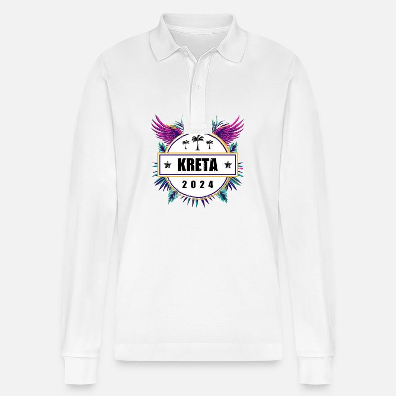 Kreta 2024 Team - Stanley/Stella Unisex Bio-Langarm-Poloshirt Prepster - Weiß