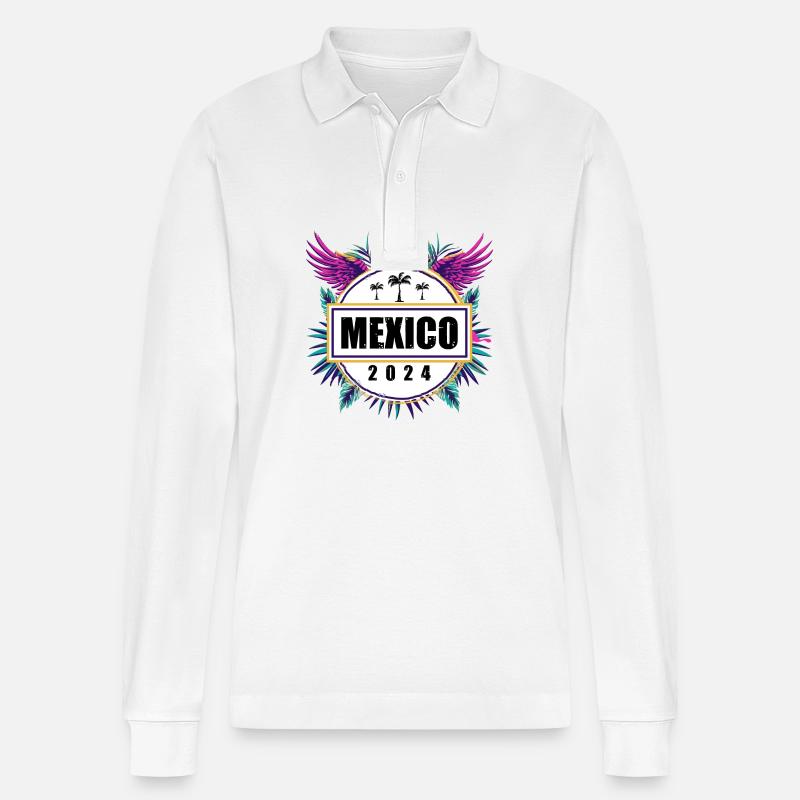 L’équipe du Mexique 2024 - Polo à manches longues bio PREPSTER Stanley/Stella Unisexe - blanc