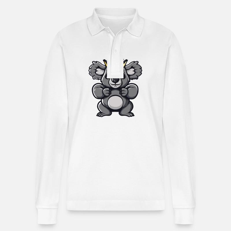 Koala Comic Krone - Stanley/Stella Unisex Bio-Langarm-Poloshirt Prepster - Weiß