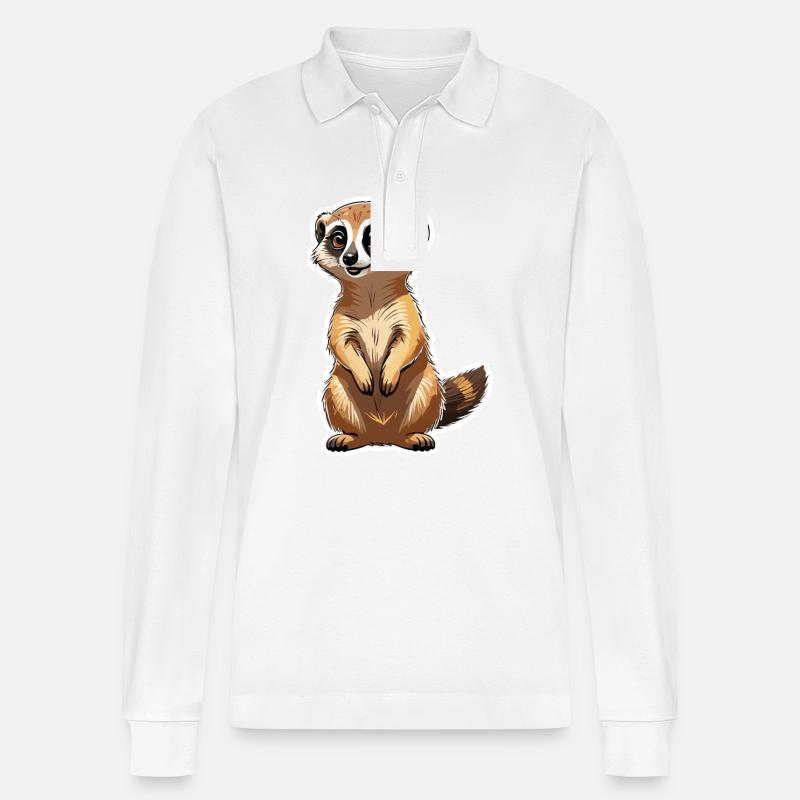 Erdmännchen Niedlich Illustration - Stanley/Stella Unisex Bio-Langarm-Poloshirt Prepster - Weiß