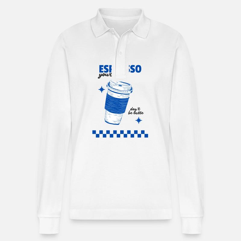 Espresso yourself - Stanley/Stella Unisex Bio-Langarm-Poloshirt Prepster - Weiß