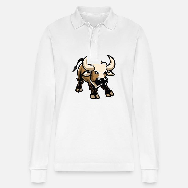 Stier Comic - Stanley/Stella Unisex Bio-Langarm-Poloshirt Prepster - Weiß