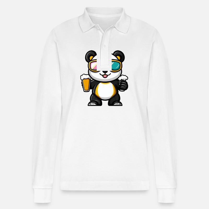 Bière Panda Ski - Polo à manches longues bio PREPSTER Stanley/Stella Unisexe - blanc