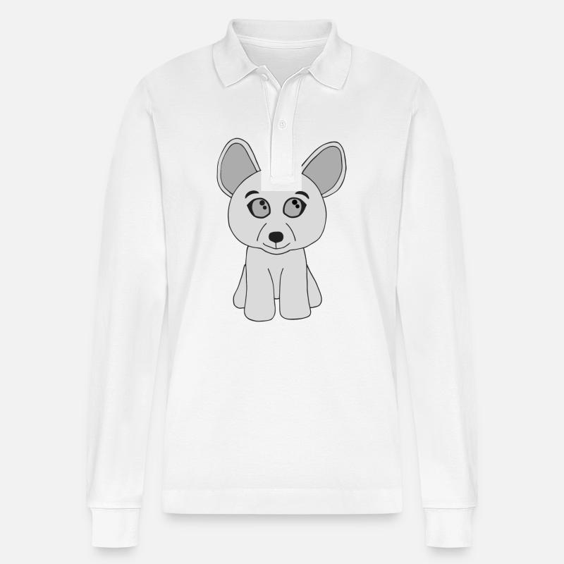 Süßer grauer Hund - Stanley/Stella Unisex Bio-Langarm-Poloshirt Prepster - Weiß