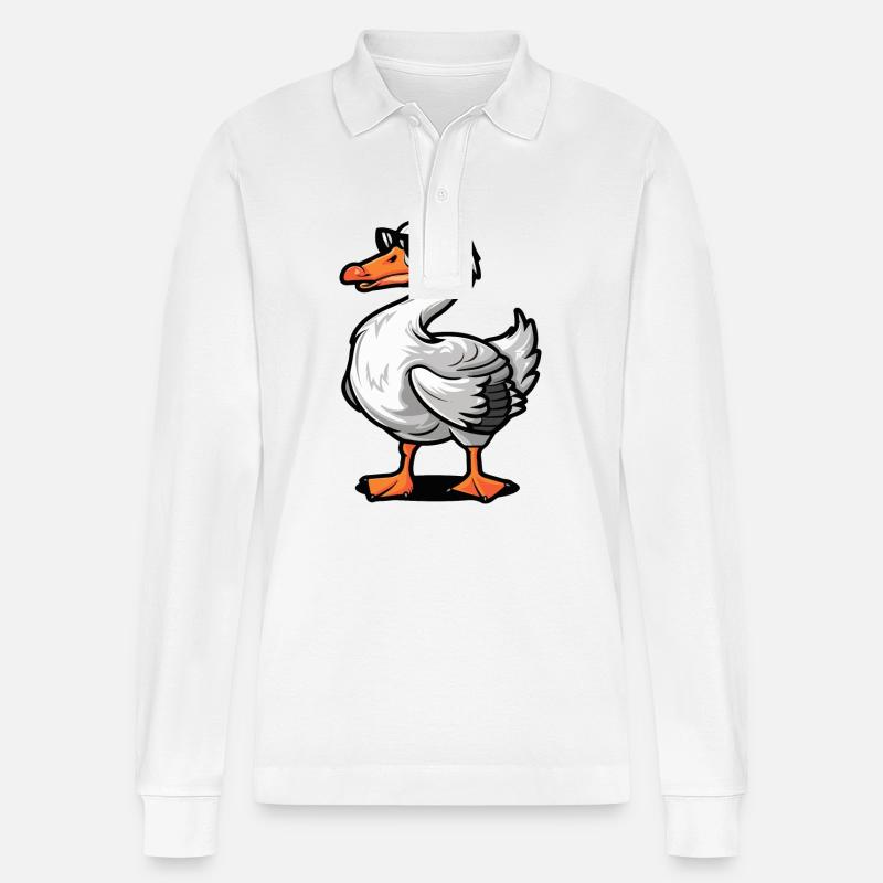 Gans Comic Cool - Stanley/Stella Unisex Bio-Langarm-Poloshirt Prepster - Weiß