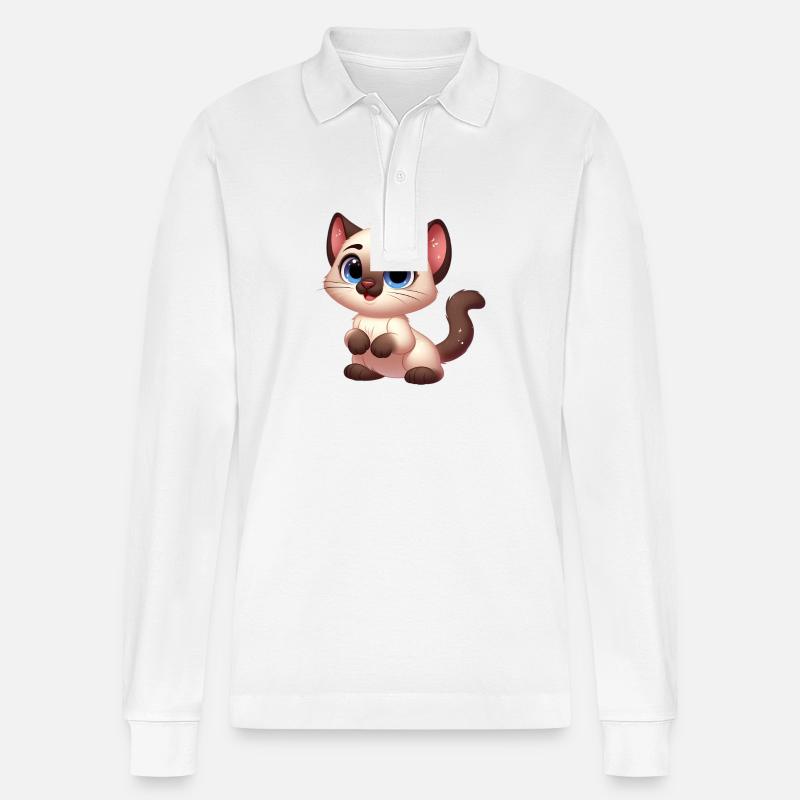 Siamesisch 21 - Stanley/Stella Unisex Bio-Langarm-Poloshirt Prepster - Weiß