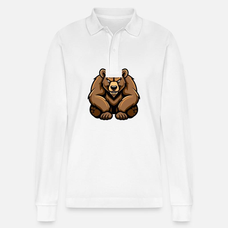 Bär Comic - Stanley/Stella Unisex Bio-Langarm-Poloshirt Prepster - Weiß