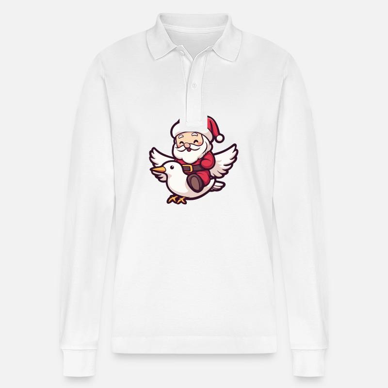 Colombe Oiseau Père Noël - Polo à manches longues bio PREPSTER Stanley/Stella Unisexe - blanc
