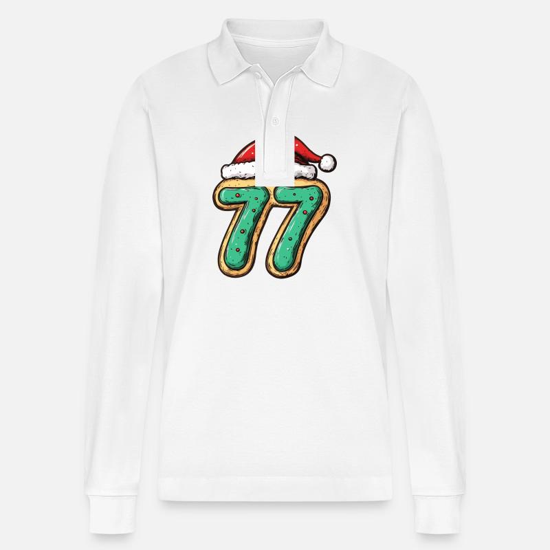 77 Numéro Noël - Polo à manches longues bio PREPSTER Stanley/Stella Unisexe - blanc