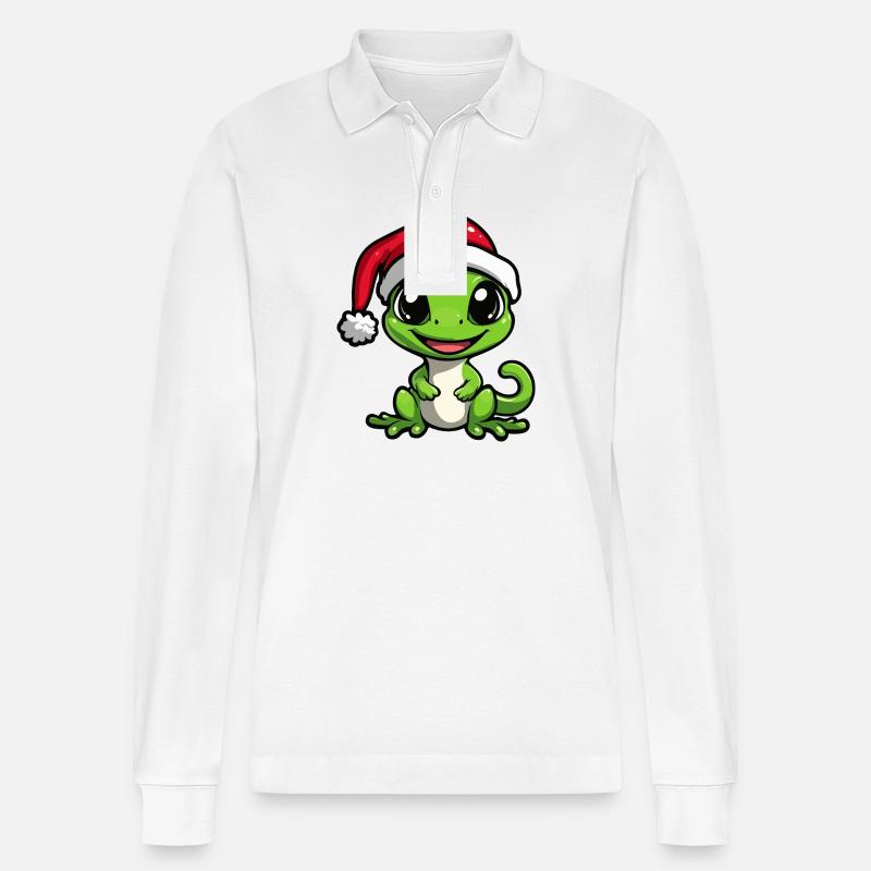 Lézard Noël Mignon - Polo à manches longues bio PREPSTER Stanley/Stella Unisexe - blanc