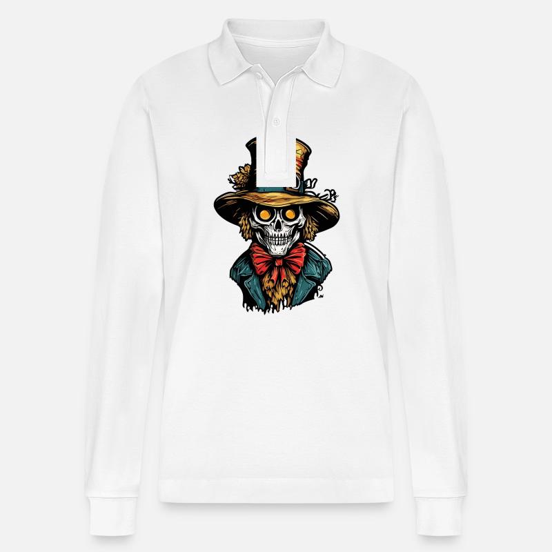 Vogelscheuche / Erntehelfer / Maisfeld / Feld - Stanley/Stella Unisex Bio-Langarm-Poloshirt Prepster - Weiß