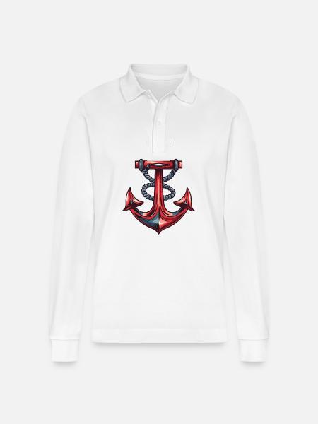 Anchor Harbour - Stanley/Stella Organic Unisex Long-Sleeved Polo Shirt Prepster - white