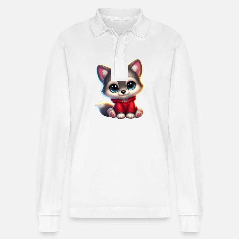 Wolf 8 - Stanley/Stella Unisex Bio-Langarm-Poloshirt Prepster - Weiß