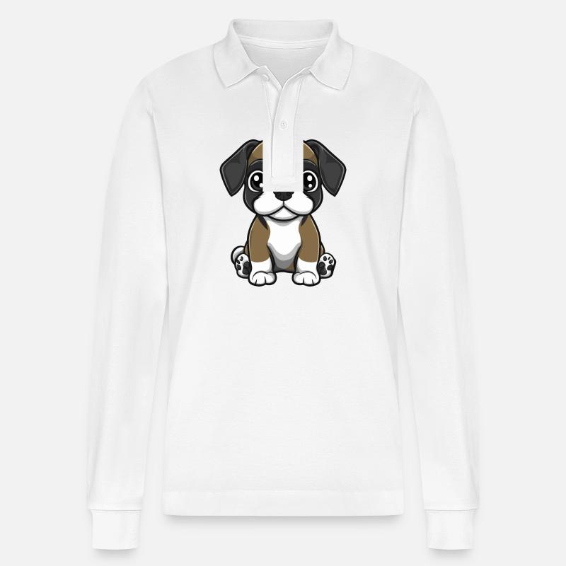 Boxer Chien Bande Dessinée Bébé - Polo à manches longues bio PREPSTER Stanley/Stella Unisexe - blanc