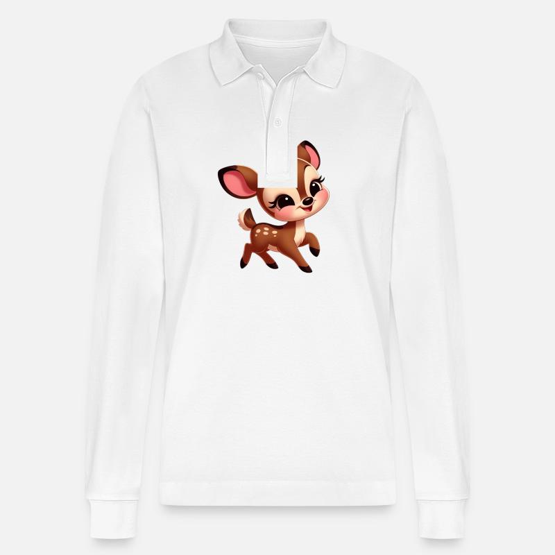 Petit Faon mignon - Polo à manches longues bio PREPSTER Stanley/Stella Unisexe - blanc