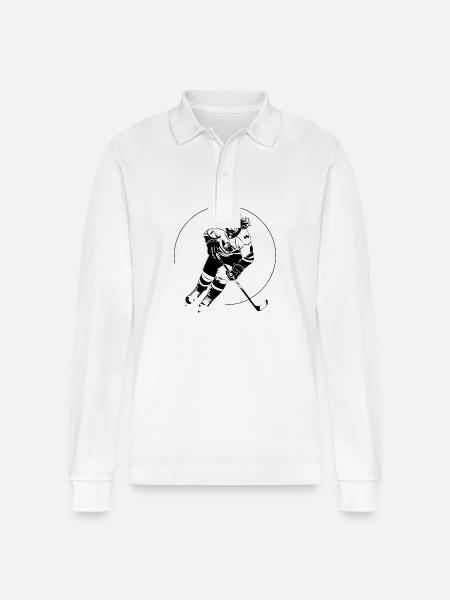 Hockey Player Team - Stanley/Stella Organic Unisex Long-Sleeved Polo Shirt Prepster - white