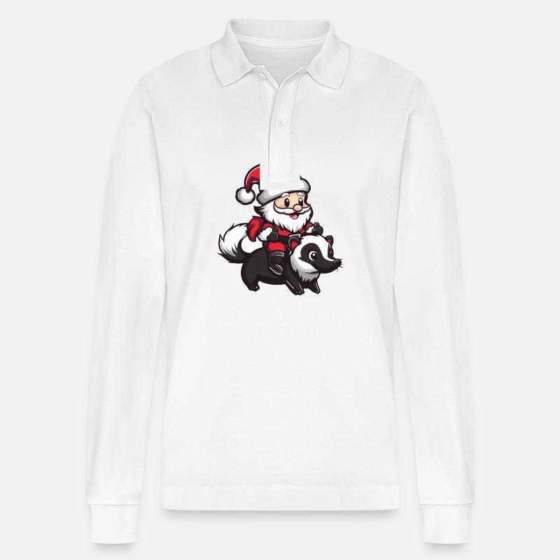 Skunk Père Noël - Polo à manches longues bio PREPSTER Stanley/Stella Unisexe - blanc