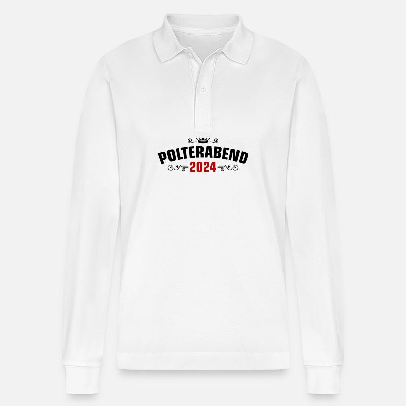 Polterabend 2024 - Stanley/Stella Unisex Bio-Langarm-Poloshirt Prepster - Weiß