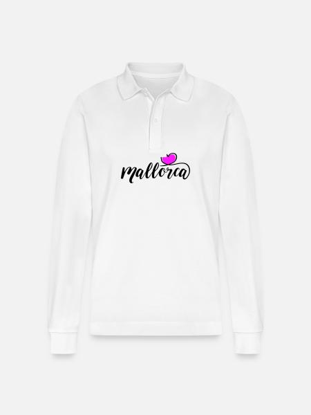Mallorca Herz - Stanley/Stella Unisex Bio-Langarm-Poloshirt Prepster - Weiß