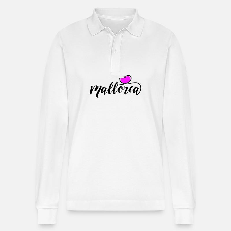 Mallorca Herz - Stanley/Stella Unisex Bio-Langarm-Poloshirt Prepster - Weiß