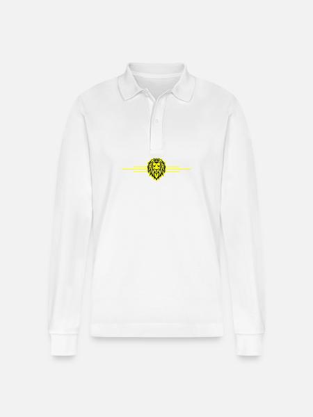 Lion Symbol King Crown - Stanley/Stella Organic Unisex Long-Sleeved Polo Shirt Prepster - white