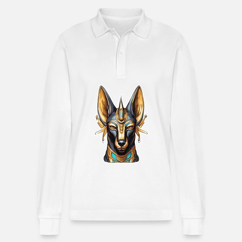 Egypt / Pharaoh / Mummies / Hieroglyphics / Sphinx - Stanley/Stella Organic Unisex Long-Sleeved Polo Shirt Prepster - white