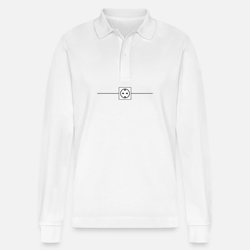 Steckdose Strom Icon Elektriker - Stanley/Stella Unisex Bio-Langarm-Poloshirt Prepster - Weiß