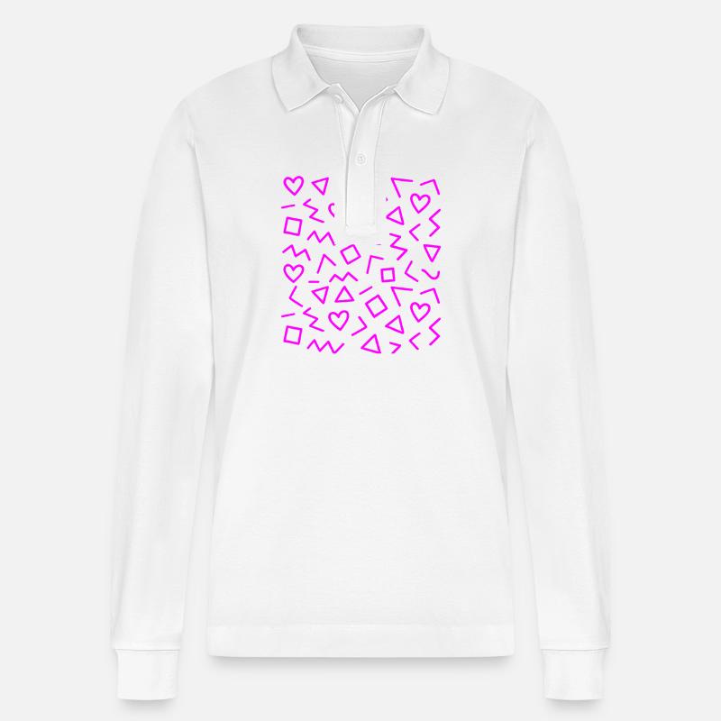 Geometrisches Muster Design - Stanley/Stella Unisex Bio-Langarm-Poloshirt Prepster - Weiß
