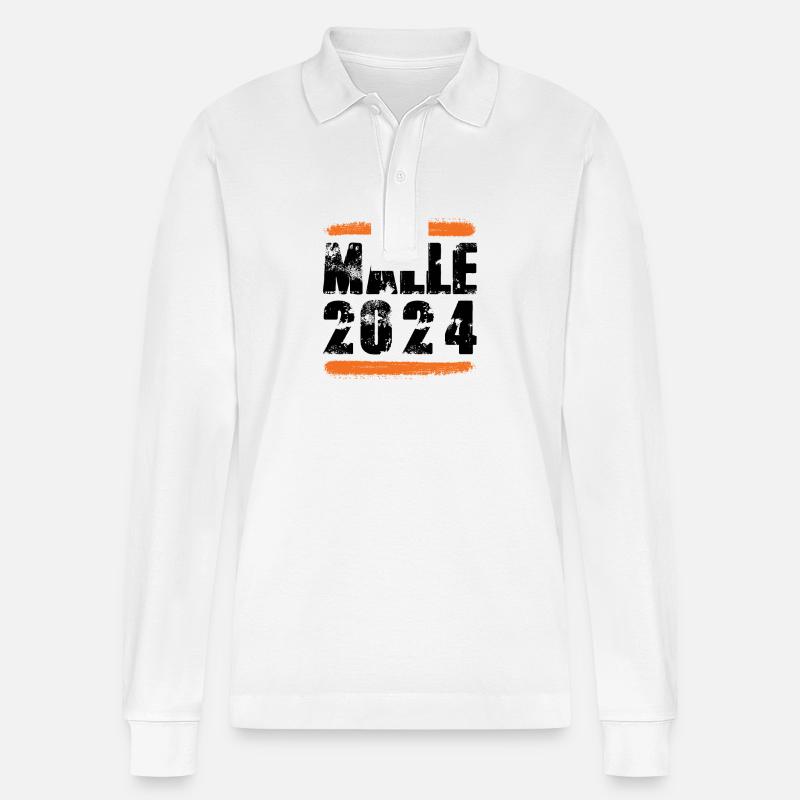 Malle 2024 Team - Stanley/Stella Unisex Bio-Langarm-Poloshirt Prepster - Weiß