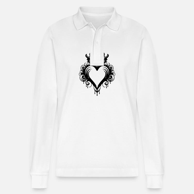 Herz Krone Liebe - Stanley/Stella Unisex Bio-Langarm-Poloshirt Prepster - Weiß