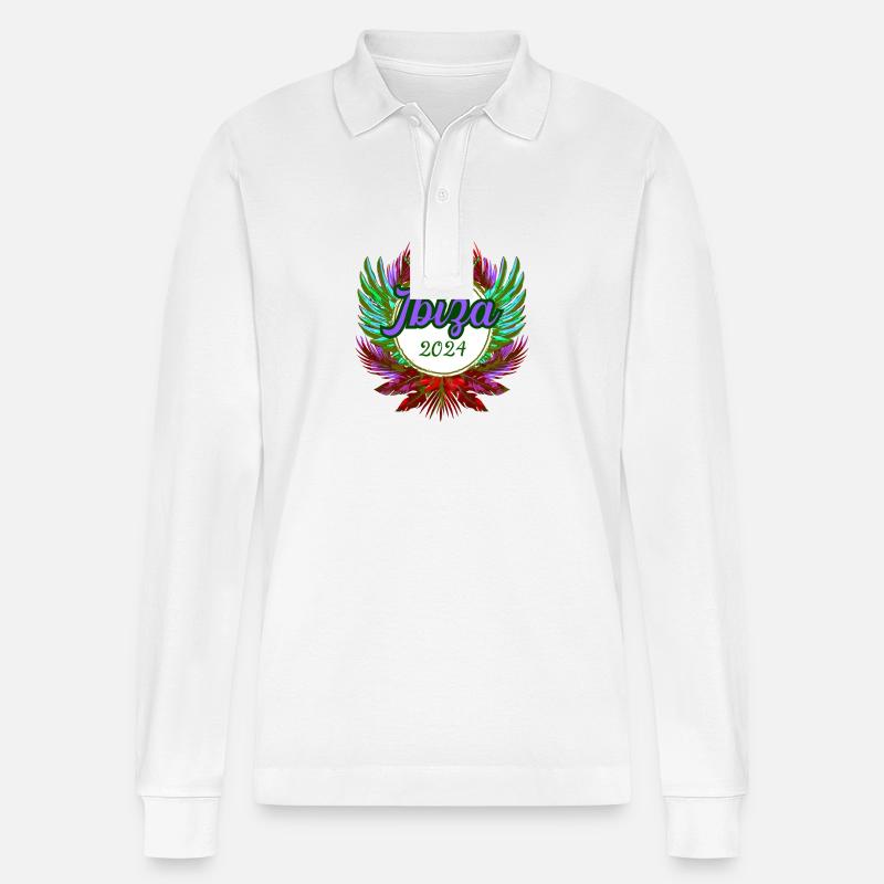 Ibiza 2024 Team - Stanley/Stella Unisex Bio-Langarm-Poloshirt Prepster - Weiß