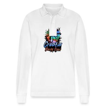 Croatia Party Crew Vacation - Stanley/Stella Organic Unisex Long-Sleeved Polo Shirt Prepster - white - Front - Anna (173cm) & Nico (186cm)