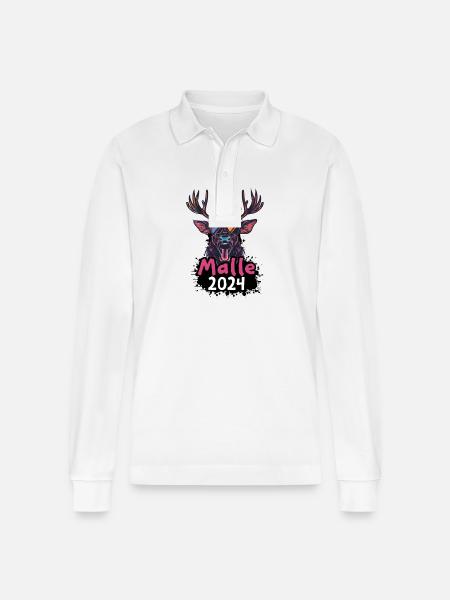 Malle 2024 Hirsch - Stanley/Stella Organic Unisex Long-Sleeved Polo Shirt Prepster - white