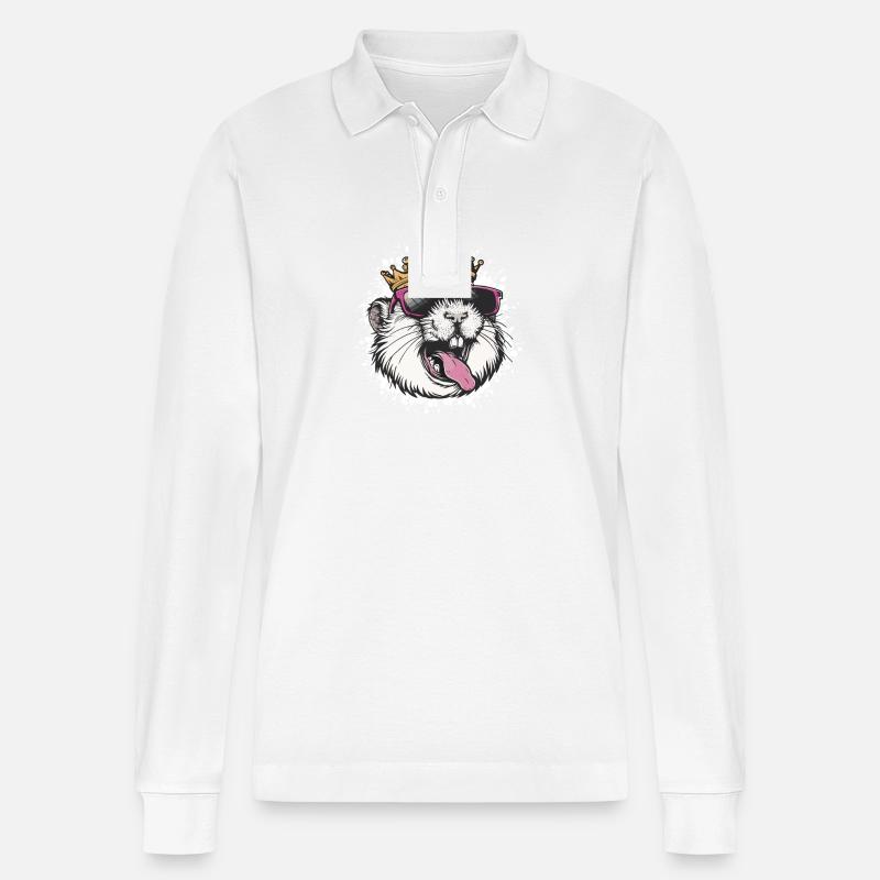 Hamster Comic - Stanley/Stella Unisex Bio-Langarm-Poloshirt Prepster - Weiß