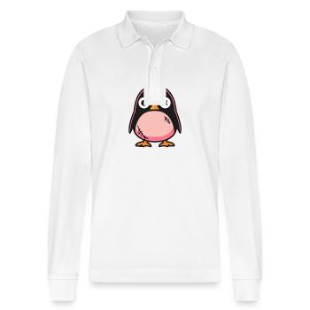 Penguin Halloween Comic Zombie - Stanley/Stella Organic Unisex Long-Sleeved Polo Shirt Prepster - white - Front - Anna (173cm) & Nico (186cm)