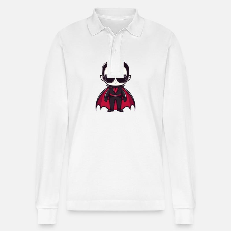 Vampir Halloween Cool - Stanley/Stella Unisex Bio-Langarm-Poloshirt Prepster - Weiß