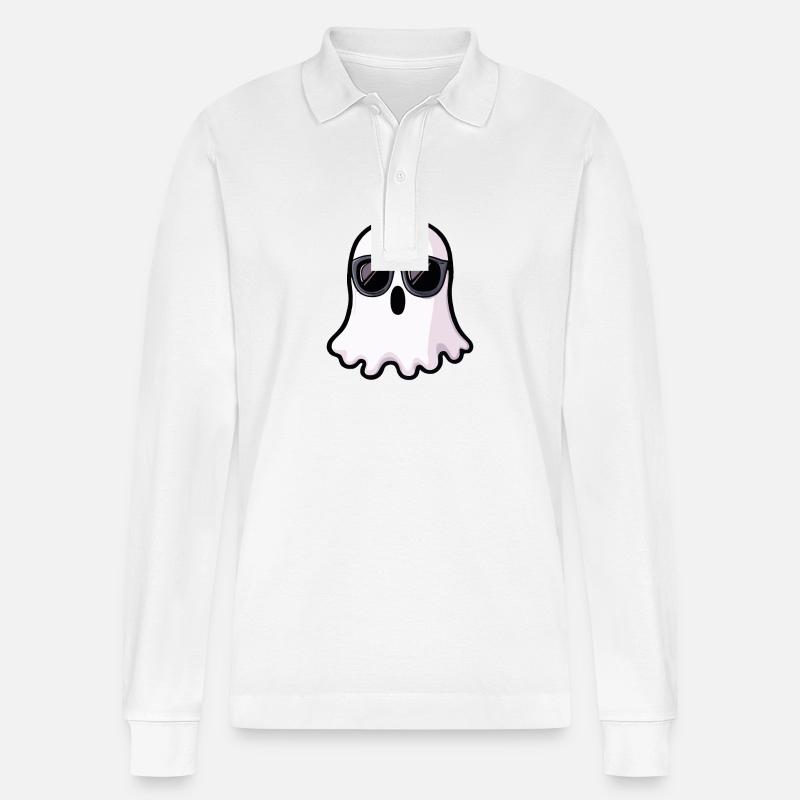 Fantôme Halloween - Polo à manches longues bio PREPSTER Stanley/Stella Unisexe - blanc