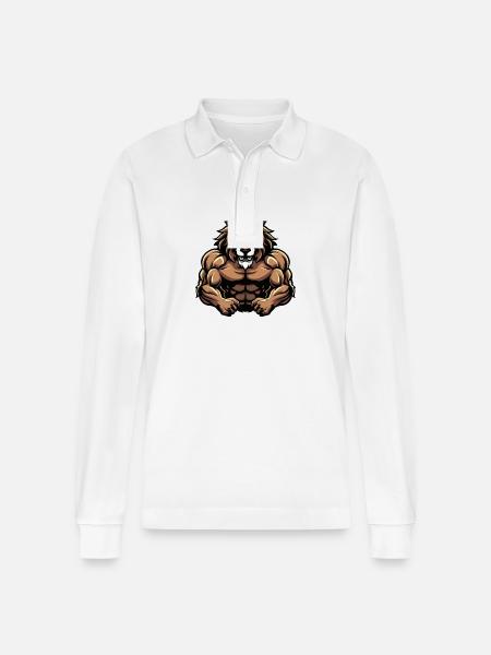 Leo Muscles Bodybuilding - Stanley/Stella Organic Unisex Long-Sleeved Polo Shirt Prepster - white