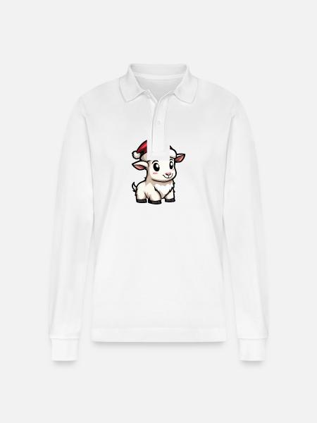 Mountain Goat Christmas Christmas - Stanley/Stella Organic Unisex Long-Sleeved Polo Shirt Prepster - white